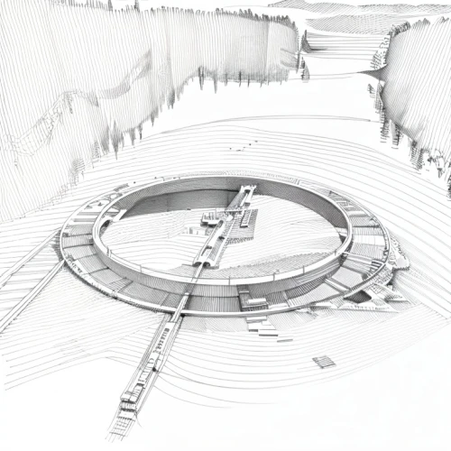 highway roundabout,klaus rinke's time field,moveable bridge,technical drawing,underground cables,subway system,helipad,street plan,underground car park,sewage treatment plant,solar cell base,kubny plan,roundabout,conductor tracks,transport system,transport hub,urban design,cross-section,artificial island,landscape plan,Design Sketch,Design Sketch,Hand-drawn Line Art