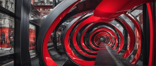 tubes,wall tunnel,wormhole,futuristic art museum,spiralling,red matrix,industrial tubes,vertigo,tube,capsule hotel,mirror house,slide tunnel,panoramical,tunnel,portals,ufo interior,hamster wheel,red milan,vortex,passage,Photography,General,Natural