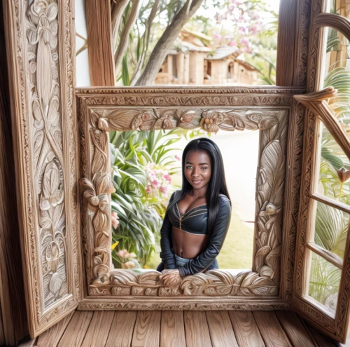 henna frame,wood mirror,jasmine sky,outside mirror,floral frame,asian vision,wood window,bamboo frame,wood frame,botanical frame,flower frame,framed,picture frame,mirror frame,wooden frame,asian woman,polynesian girl,ivy frame,window view,picture frames