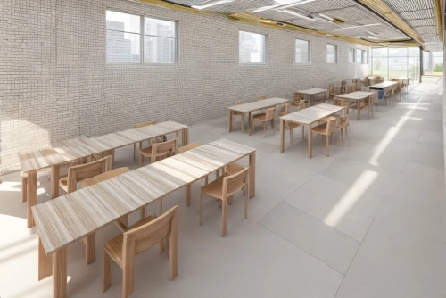 cafeteria,canteen,school design,daylighting,tile kitchen,breakfast room,food court,kitchen block,lecture room,school benches,almond tiles,chefs kitchen,dining room,seating area,lecture hall,ceramic floor tile,conference room,long table,a restaurant,salt bar,Common,Common,None