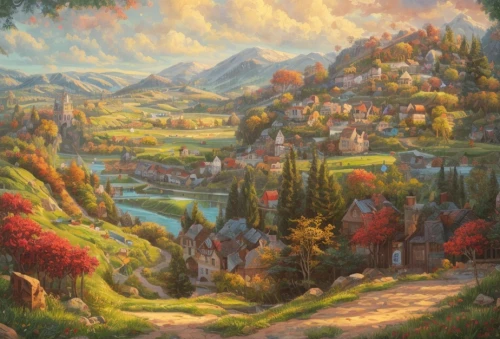 autumn landscape,mountain village,tuscan,aurora village,autumn mountains,mountain scene,alpine village,home landscape,mountain settlement,fall landscape,landscape background,panoramic landscape,mountain landscape,rural landscape,mountain valley,autumn idyll,mountainous landscape,valley,transylvania,frutti di bosco,Game Scene Design,Game Scene Design,Freehand Style