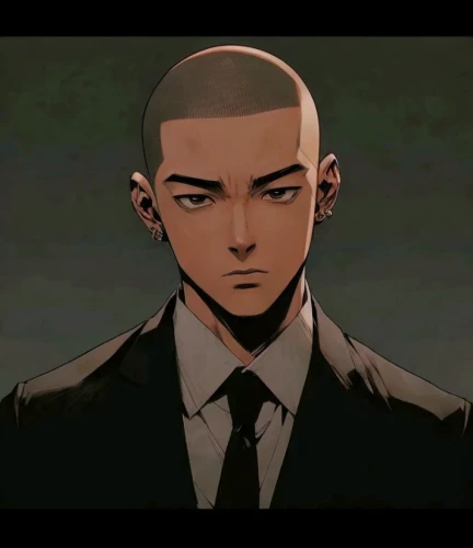 buzz cut,agent,agent 13,spy visual,white head,bald,bodyguard,eyebrow,eyebrows,ren,kingpin,sensei,mohawk,male character,archer,villain,flat head,mafia,angry man,head icon