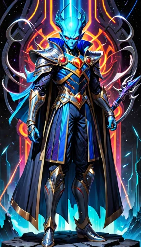 magistrate,magus,emperor,cg artwork,dane axe,dodge warlock,celebration cape,archangel,merlin,paladin,rein,scroll wallpaper,mage,figure of justice,sigma,game illustration,alibaba,aesulapian staff,dark blue and gold,the ruler,Anime,Anime,General