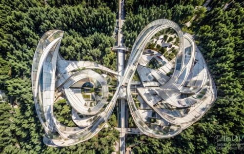 buzludzha,power towers,helix,radio telescope,turbines,transmission tower,antenna tower,transmitter,millenium falcon,helicopter rotor,turbine,cell tower,high wheel,360 °,nürburgring,tree tops,overhead shot,wind power plant,drone image,mavic 2,Architecture,Campus Building,Futurism,Dynamic Modernism