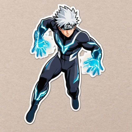 kakashi hatake,electro,iceman,lightning bolt,flash unit,flash,thunderbolt,power icon,steel man,human torch,cleanup,my hero academia,electric charge,bolt,silver fox,light streak,lightning,grey fox,power cell,vector image,Unique,Design,Sticker