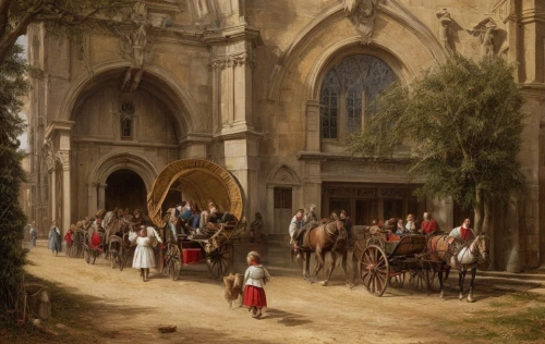 church painting,pilgrims,palm sunday,procession,andreas achenbach,medieval market,ulm minster,church faith,church consecration,the market,woman at the well,abbaye de belloc,eucharist,19th century,universal exhibition of paris,horse-drawn carriage,asher durand,street scene,hunting scene,nidaros cathedral,Game Scene Design,Game Scene Design,Renaissance