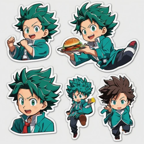 hedgehog child,food icons,chibi children,chibi kids,icon set,burgers,eats,stickers,burger emoticon,hamburgers,hamburger set,baby boy,sandwiches,my hero academia,slices,domesticated hedgehog,drink icons,burger,cinnamon roll,sticker,Unique,Design,Sticker