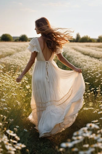 gracefulness,little girl in wind,girl in a long dress,chamomile in wheat field,celtic woman,whirling,cotton grass,meadows of dew,meadow,dandelion flying,blooming field,frolicking,meadow play,sun bride,dandelion field,grasses in the wind,spring equinox,girl in white dress,falling flowers,girl walking away,Photography,General,Commercial