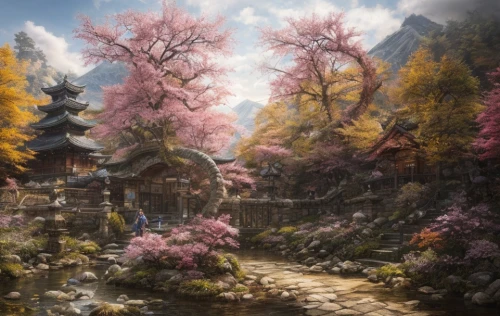 sakura tree,sakura trees,japanese sakura background,japan landscape,japan garden,sakura blossom,tsukemono,japanese floral background,sakura background,cherry blossom tree,the japanese tree,blossom tree,japanese art,sakura blossoms,japanese cherry trees,autumn landscape,the cherry blossoms,japanese garden,cherry trees,spring blossoms,Game Scene Design,Game Scene Design,Japanese Magic