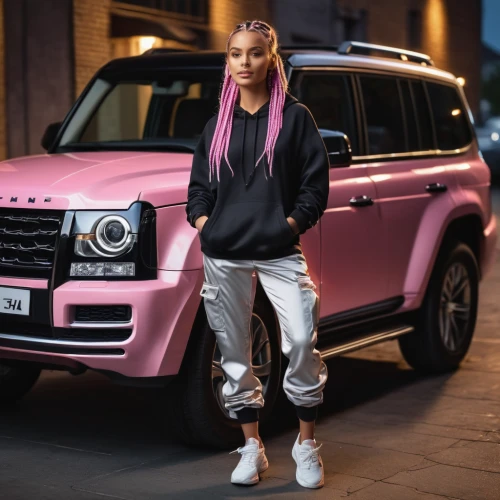 pink car,g-class,mercedes-benz g-class,range rover,pink leather,pink-white,benz,girl and car,baby pink,snatch land rover,car model,tracksuit,mercedes benz,pink shoes,dusky pink,rover streetwise,pink elephant,pink white,pink background,suv,Photography,General,Cinematic