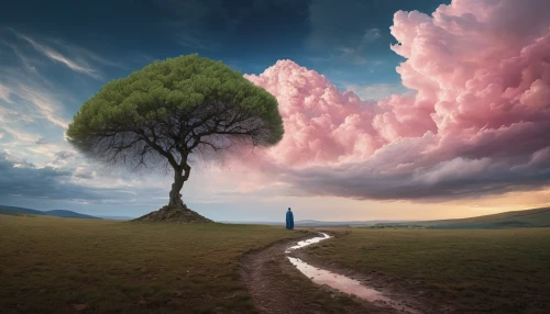 lone tree,isolated tree,the mystical path,photo manipulation,pathway,photomanipulation,the path,landscape background,the way of nature,tree thoughtless,magic tree,photoshop manipulation,flourishing tree,tree of life,conceptual photography,mother earth,parallel world,fantasy picture,creative background,parallel worlds,Photography,General,Natural