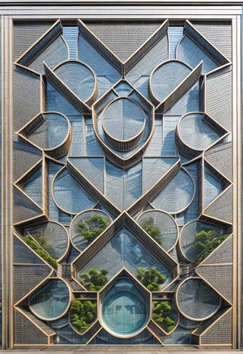 lattice window,lattice windows,glass facade,glass tiles,building honeycomb,glass facades,glass window,leaded glass window,mosaic glass,facade panels,honeycomb structure,stained glass pattern,structural glass,hexagonal,honeycomb grid,window with grille,glass blocks,tiles shapes,quatrefoil,glass wall,Architecture,Skyscrapers,Masterpiece,Vernacular Modernism