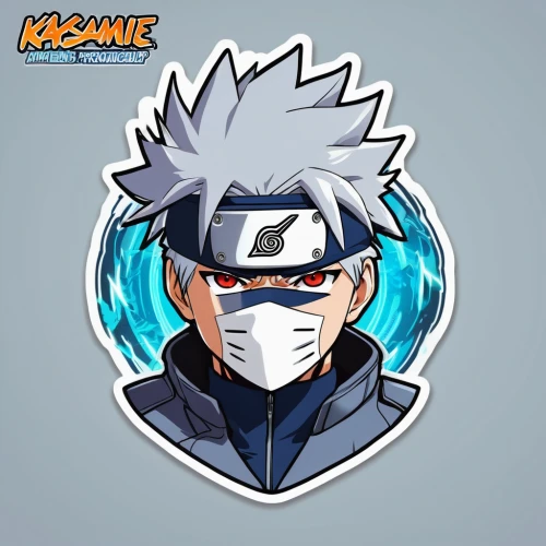 kakashi hatake,naruto,vector graphic,vector illustration,ikayaki,vector art,vector design,edit icon,smoke background,sakana,vector image,head icon,boruto,iaijutsu,soundcloud icon,shinkiari,hinata,bandana background,bot icon,cartoon ninja,Unique,Design,Sticker