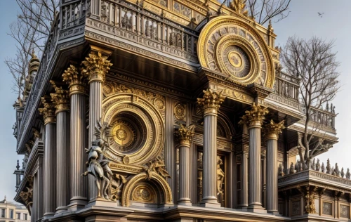 classical architecture,versailles,french building,marble palace,paris,paris balcony,ornate,gold castle,neoclassical,peterhof palace,baroque,peterhof,europe palace,hermitage,torino,gold stucco frame,baroque building,saint petersbourg,astronomical clock,saint isaac's cathedral,Architecture,Small Public Buildings,European Traditional,French Baroque Style