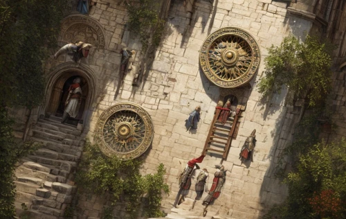 medieval,hanging houses,concept art,medieval architecture,jerusalem,rome 2,portcullis,hanging temple,guards of the canyon,byzantine architecture,elves flight,ancient city,monastery,tower fall,constantinople,genesis land in jerusalem,castle of the corvin,cent,watchtower,tower clock,Game Scene Design,Game Scene Design,Renaissance