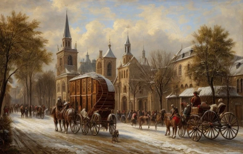 delft,christmas caravan,horse-drawn carriage,utrecht,winter service,carriage,horse-drawn,dutch landscape,velocipede,street scene,covered wagon,christmas market,carriage ride,horse carriage,andreas achenbach,stagecoach,horse drawn,horse drawn carriage,christmas landscape,transport,Game Scene Design,Game Scene Design,Renaissance