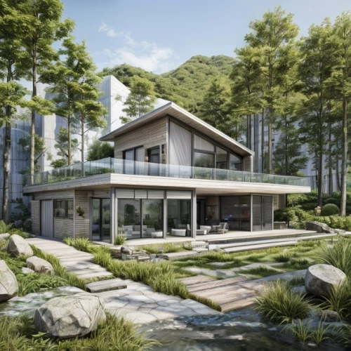 eco-construction,modern house,house in mountains,house in the mountains,modern architecture,dunes house,house in the forest,3d rendering,eco hotel,luxury property,timber house,grass roof,smart house,residential house,holiday villa,chalet,cubic house,garden elevation,mid century house,japanese architecture,Landscape,Landscape design,Landscape space types,Ecological Wetlands