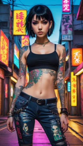 tattoo girl,cyberpunk,punk,oriental girl,noodle image,katana,asian vision,china town,asia girl,asia,hk,chinatown,hong,alley cat,alley,asian woman,taipei,hung yen,mulan,alleyway,Photography,General,Natural