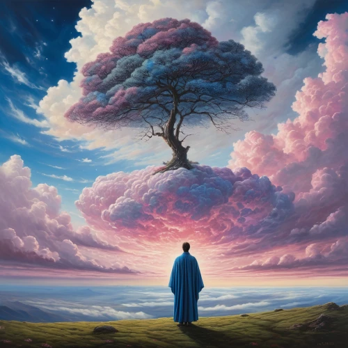 ascension,surrealism,tree of life,el salvador dali,prophet,nature and man,transcendence,transcendental,magic tree,lone tree,薄雲,sky,mother earth,surrealistic,dr. manhattan,equilibrium,tree thoughtless,isolated tree,creation,contemporary witnesses,Photography,General,Natural