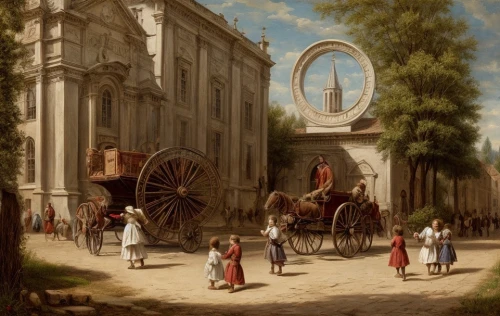 girl with a wheel,straw cart,straw carts,carriage,horse-drawn carriage,horse carriage,procession,street scene,triumphal arch,19th century,handcart,the market,the horse at the fountain,flower cart,woman at the well,harp player,venetian,ceremonial coach,chariot,donkey cart,Game Scene Design,Game Scene Design,Renaissance