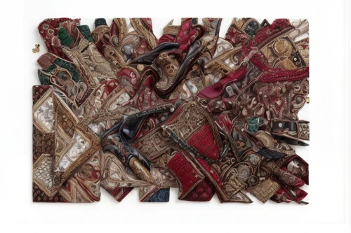 torn paper,textile,wood chips,rug,tapestry,kimono fabric,prayer rug,ceramic tile,antler velvet,clothespins,batik,clothespin,matchsticks,recycled paper with cell,textiles,birch bark,potpourri,brushwood,scrap paper,quilt,Product Design,Jewelry Design,Europe,French Splendor