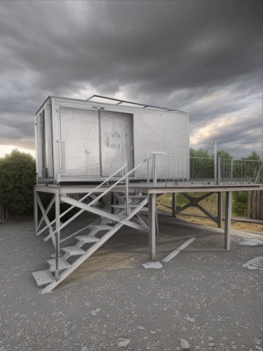 cooling tower,lifeguard tower,storage tank,sewage treatment plant,car carrier trailer,cargo car,cooling towers,prefabricated buildings,water tank,shipping container,house trailer,lookout tower,drive-in theater,moveable bridge,cargo containers,outdoor structure,observation tower,metal container,shipping containers,evaporator,Common,Common,Natural