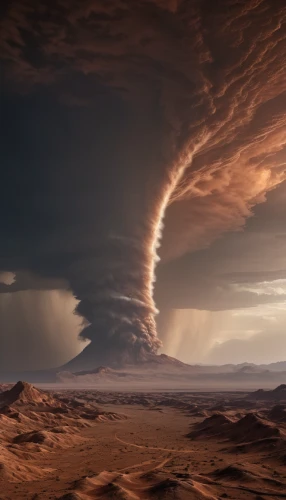 a thunderstorm cell,atmospheric phenomenon,mammatus,mammatus cloud,sandstorm,alien planet,alien world,shelf cloud,thunderclouds,thundercloud,thunderstorm,red planet,cloud formation,mammatus clouds,thunderhead,nature's wrath,dust cloud,meteorological phenomenon,thunderheads,martian,Photography,General,Natural