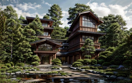 house in the forest,house in mountains,house in the mountains,the cabin in the mountains,tree house hotel,japanese architecture,timber house,wooden house,asian architecture,log home,tree house,log cabin,ryokan,chalet,eco hotel,beautiful home,summer cottage,treehouse,lodge,home landscape,Architecture,Large Public Buildings,European Traditional,Alpine Vernacular