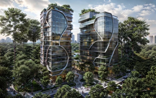 eco-construction,skyscapers,urban towers,residential tower,eco hotel,barangaroo,futuristic architecture,sky apartment,tree tops,singapore,mixed-use,condominium,building valley,high-rise building,3d rendering,international towers,glass facade,high rise,bulding,urban development,Architecture,Large Public Buildings,Futurism,Futuristic 15