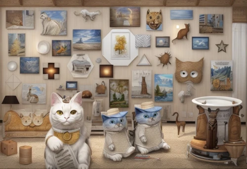 cat's cafe,whimsical animals,cat family,vintage cats,cat lovers,cat cartoon,cat image,anthropomorphized animals,studio ghibli,jigsaw puzzle,cat frame,pet shop,rescue alley,cats,cartoon cat,meticulous painting,children's background,cat european,cat supply,felines,Common,Common,Natural