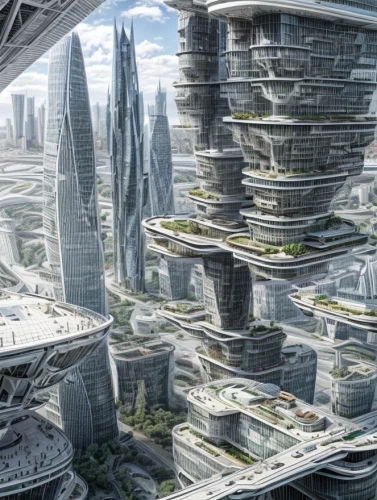 futuristic architecture,futuristic landscape,futuristic,smart city,scifi,dystopian,sci-fi,sci - fi,urbanization,solar cell base,metropolis,sci fi,urban development,sky space concept,terraforming,city cities,skyscraper town,kirrarchitecture,prospects for the future,fantasy city,Architecture,Skyscrapers,Futurism,Futuristic 1