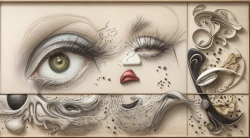 pierrot,digiscrap,painted lady,artist doll,illustrator,doll's facial features,woman's face,cosmetic brush,meticulous painting,illustrations,monoline art,women's eyes,fractalius,ilustration,venetian mask,glass painting,eyelid,the carnival of venice,female face,chalk drawing,Interior Design,Living room,Modern,Italian Contemporary Minimalism