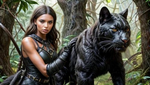 black shepherd,canis panther,she feeds the lion,black warrior,fantasy picture,fantasy art,king shepherd,warrior woman,werewolf,heroic fantasy,two wolves,panther,wolf couple,mowgli,black german shepherd,bohemian shepherd,felidae,exotic animals,pet black,panthera leo