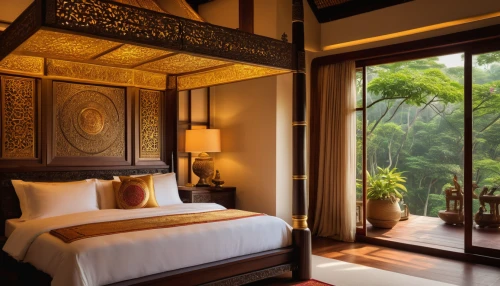 japanese-style room,ubud,canopy bed,boutique hotel,bamboo curtain,bali,guest room,sleeping room,thai massage,four-poster,chiang mai,luxury hotel,window treatment,guestroom,southeast asia,tree house hotel,asian architecture,ornate room,bedroom window,eco hotel,Photography,General,Natural