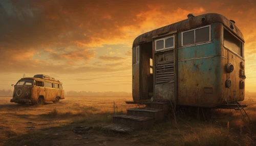 camper van isolated,mobile home,abandoned bus,rust truck,abandoned international truck,abandoned rusted locomotive,rusting,railroad car,house trailer,post-apocalyptic landscape,railway carriage,post apocalyptic,road forgotten,boxcar,abandoned old international truck,post-apocalypse,rust-orange,derelict,wasteland,motorhomes,Photography,General,Natural