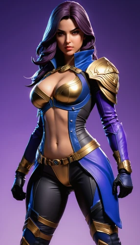 female warrior,purple and gold,gold and purple,swordswoman,huntress,viola,symetra,kosmea,ammo,cosmetic,hard woman,elza,veronica,fantasy woman,3d model,athena,catarina,dark blue and gold,dacia,sterntaler,Conceptual Art,Fantasy,Fantasy 26