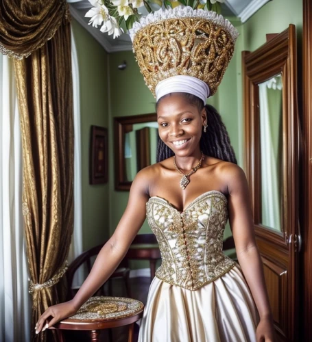 golden weddings,nigeria woman,tiana,bridal clothing,crowned goura,african culture,social,bridal dress,queen crown,african woman,wedding photography,miss circassian,girl in a historic way,angolans,majorette (dancer),beautiful bonnet,bridal,botswanian pula,headpiece,kokoshnik