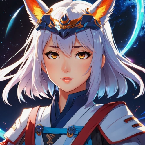 kitsune,constellation unicorn,constellation wolf,luna,fox,portrait background,aurora,nova,lunar,glowing antlers,alibaba,inari,zodiac sign libra,nyan,edit icon,ferry,witch's hat icon,artemis,fennec,fuki,Illustration,Japanese style,Japanese Style 03