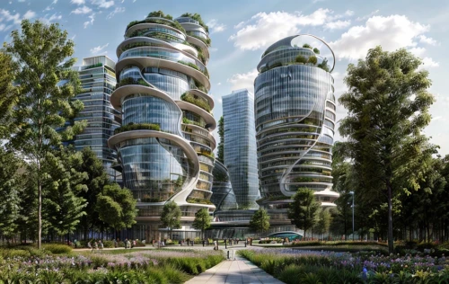 futuristic architecture,urban towers,futuristic landscape,solar cell base,smart city,residential tower,barangaroo,eco-construction,mixed-use,urban design,autostadt wolfsburg,kirrarchitecture,eco hotel,tianjin,zhengzhou,urban development,international towers,hongdan center,hudson yards,shenyang,Architecture,Large Public Buildings,Futurism,Nature Modern