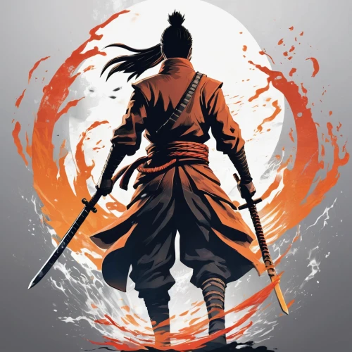 yi sun sin,shaolin kung fu,mulan,samurai,samurai fighter,shinobi,sōjutsu,kenjutsu,goki,xing yi quan,swordsman,iaijutsu,monk,taijitu,wuchang,katana,zui quan,the wanderer,game illustration,silhouette art,Unique,Design,Logo Design