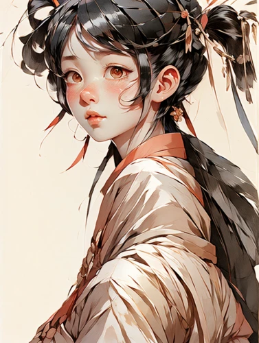geisha girl,geisha,oriental girl,oriental princess,hanbok,oriental,mukimono,traditional,white blossom,kimono,bird nest,japanese woman,mulan,wuchang,peony,hinata,goki,kimonos,girl portrait,child girl