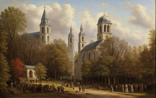 church painting,notre dame de sénanque,delft,pilgrims,notre-dame,fredric church,saint michel,evangelical cathedral,bougereau,st marienkirche,utrecht,notre dame,gothic church,collegiate basilica,cathedral,notredame de paris,church towers,sanssouci,city of münster,friborg minster,Game Scene Design,Game Scene Design,Renaissance