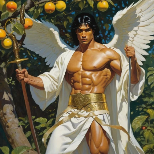 the archangel,perseus,greek god,archangel,valencia orange,diet icon,messenger of the gods,apollo,tarzan,defense,helios,sacred fig,mercury,angel moroni,pagan,cupido (butterfly),oranges,sun god,uriel,hercules,Conceptual Art,Fantasy,Fantasy 07