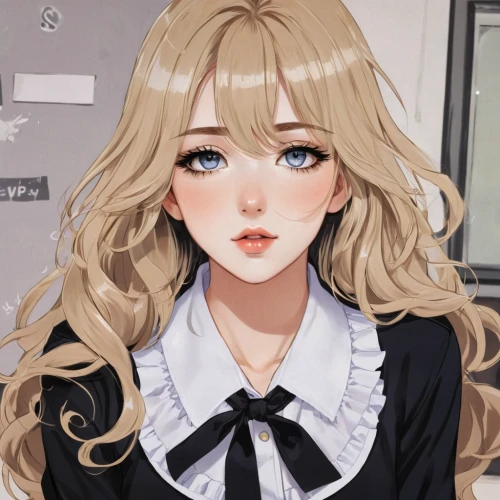 tsumugi kotobuki k-on,anime girl,cosmetic brush,realdoll,worried girl,heterochromia,blonde girl,study,girl portrait,violet evergarden,blond girl,poi,yang,portrait background,ayu,ren,girl,schoolgirl,custom portrait,layered hair,Illustration,Japanese style,Japanese Style 06