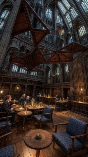 hogwarts,breakfast room,wooden church,wooden beams,dining room,reading room,billiard room,stave church,stalls,banff springs hotel,fine dining restaurant,medieval architecture,ornate room,haunted cathedral,dining,cinderella's castle,house of prayer,tokyo disneyland,wade rooms,magic castle,Common,Common,Photography