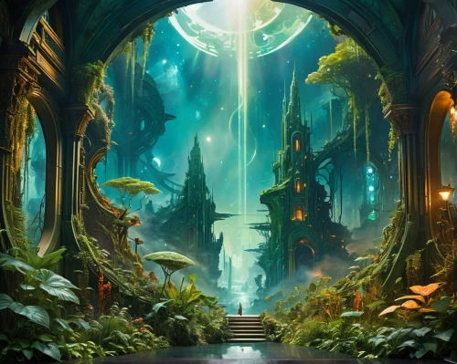 fantasy landscape,druid grove,fantasy picture,fairy village,fairy world,fantasy world,enchanted forest,elven forest,hall of the fallen,3d fantasy,fantasy city,fantasy art,the mystical path,portal,fairy forest,fantasia,ancient city,northrend,arcanum,mushroom landscape,Conceptual Art,Fantasy,Fantasy 05