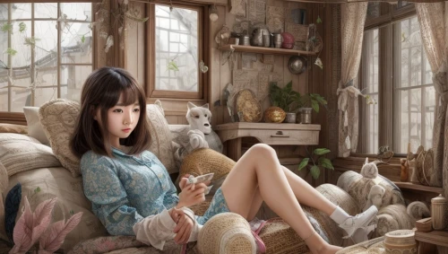 girl sitting,girl studying,the little girl's room,relaxed young girl,painter doll,girl in a long,japanese woman,little girl reading,photo painting,doll house,doll's house,the girl in nightie,woman sitting,knitting,world digital painting,japanese doll,knit,girl with bread-and-butter,girl with cereal bowl,anime japanese clothing,Common,Common,Natural
