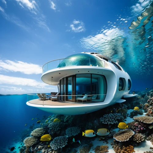 house of the sea,ocean underwater,inverted cottage,floating huts,underwater playground,maldives mvr,underwater landscape,cube stilt houses,cubic house,over water bungalow,maldives,houseboat,underwater world,great barrier reef,underwater oasis,maldive islands,marine tank,sea life underwater,coral reefs,coral reef,Photography,Artistic Photography,Artistic Photography 01