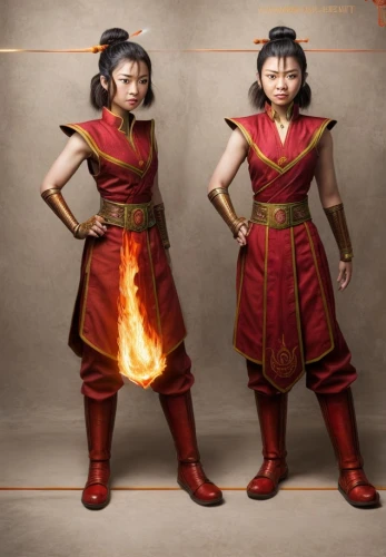 mulan,asian costume,martial arts uniform,chinese icons,flame spirit,digital compositing,shuanghuan noble,ancient costume,wushu,xing yi quan,shaolin kung fu,chinese style,orange robes,woman fire fighter,fire siren,wuchang,hwachae,female warrior,photoshop manipulation,fire artist,Common,Common,Natural