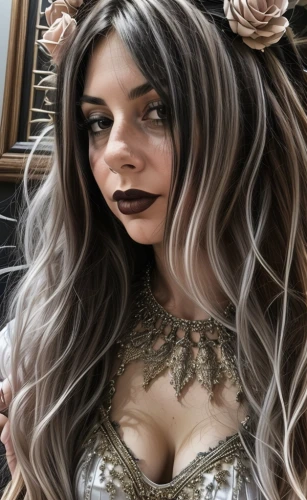 lace wig,silver,gray color,gypsy hair,catrina calavera,wig,layered hair,hallia venezia,artificial hair integrations,social,halloween 2019,halloween2019,gunmetal,victorian lady,painted lady,doll paola reina,rapunzel,la calavera catrina,silver wedding,halloween witch